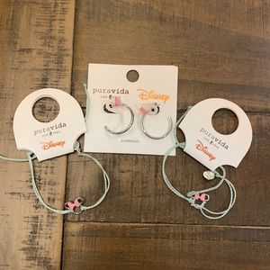 PURA VIDA X DISNEY Minnie Mouse Silver Earrings and Bracelet Set